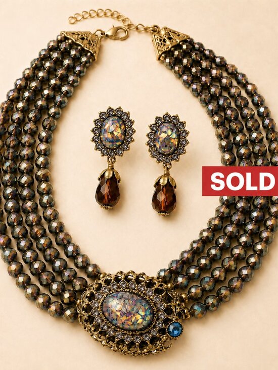 Jewelry - 💎Royal Amethyst Crystal Statement Necklace and Earring Set